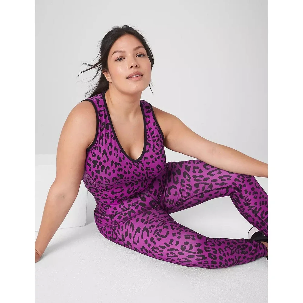 NWT Lane Bryant LIVI Animal Print V-Neck Crop Tank Top Plus Size: 14/16 (1X) - Picture 2 of 5